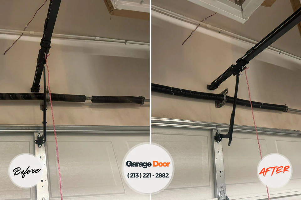 Before and after: garage door repair Lafourche Crossing, LA
